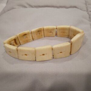 VINTAGE BONE TILE BRACELET TRIBAL BOHEMIAN